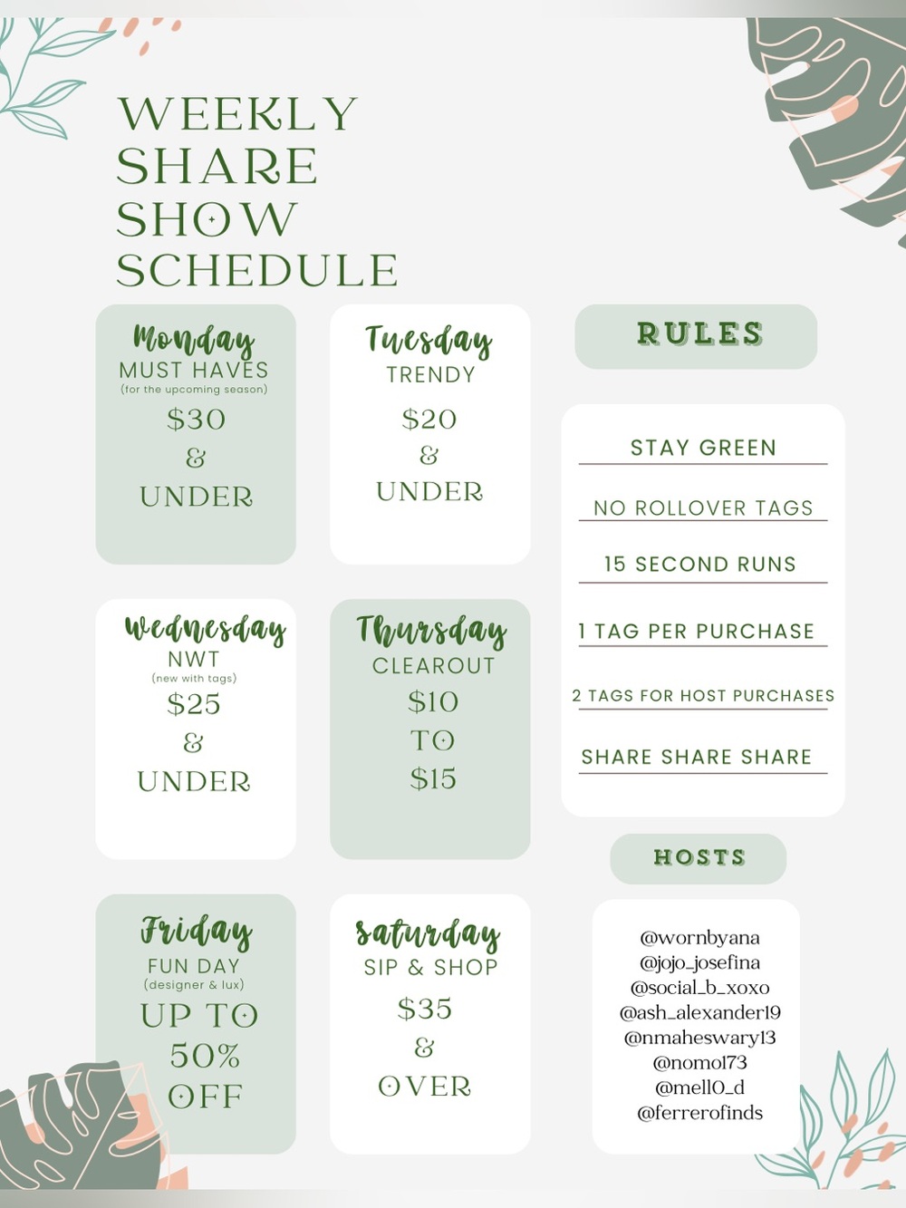 Wornbyana show schedule